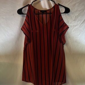 Mine Rust and Black Striped Sleeveless Blouse